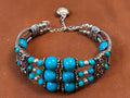 Southwestern Multi-Strand Turquoise Bead & Silver Filigree Bracelet