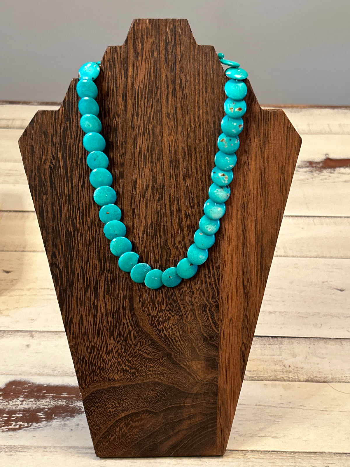 Turquoise Disc Bead Statement Collar Necklace