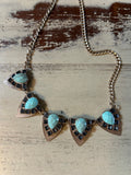 Geometric Turquoise Teardrop Collar Necklace