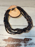 Multi-Strand Wooden Barrel Bead Necklace