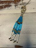 Beaded Tassel Loop Pendant Necklace