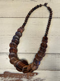Wooden Disc Statement Necklace