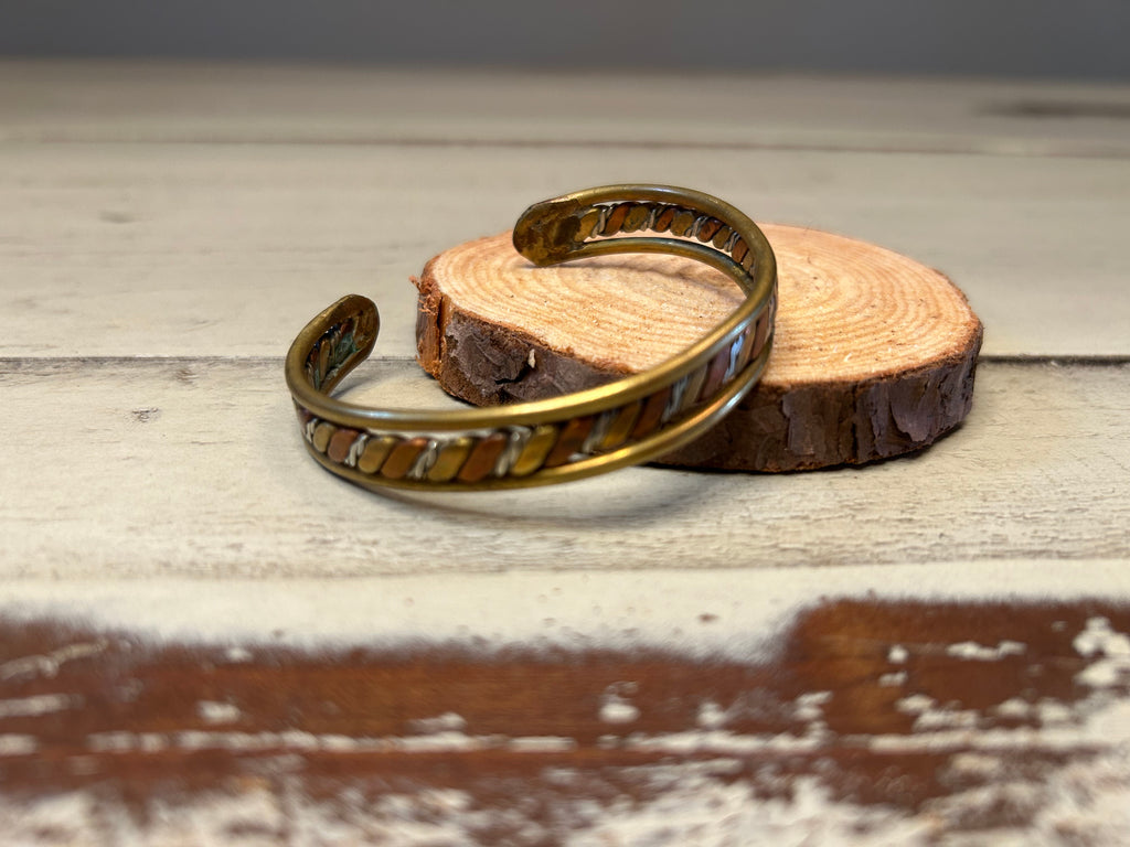 Braided Mixed Metal Cuff Bracelet