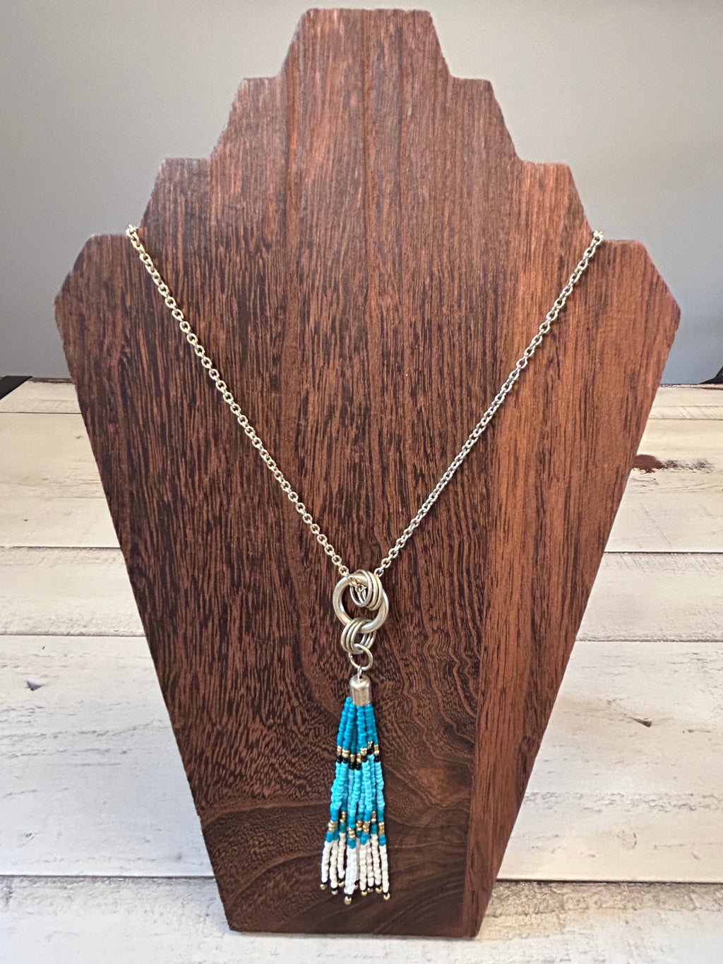 Beaded Tassel Loop Pendant Necklace