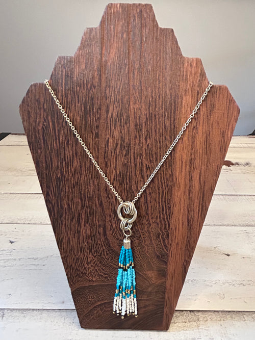 Beaded Tassel Loop Pendant Necklace