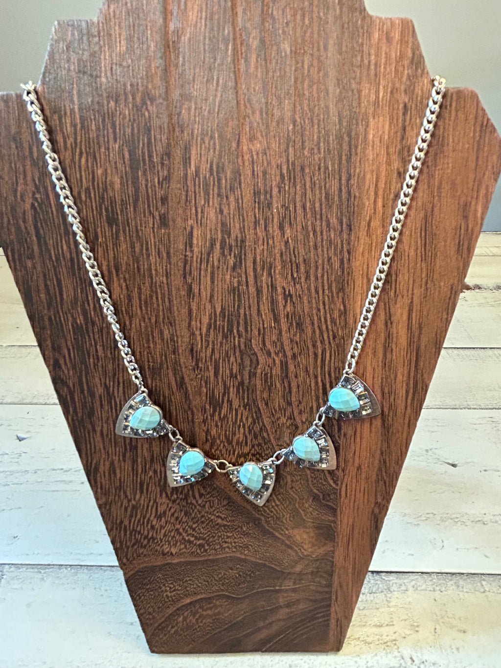 Geometric Turquoise Teardrop Collar Necklace
