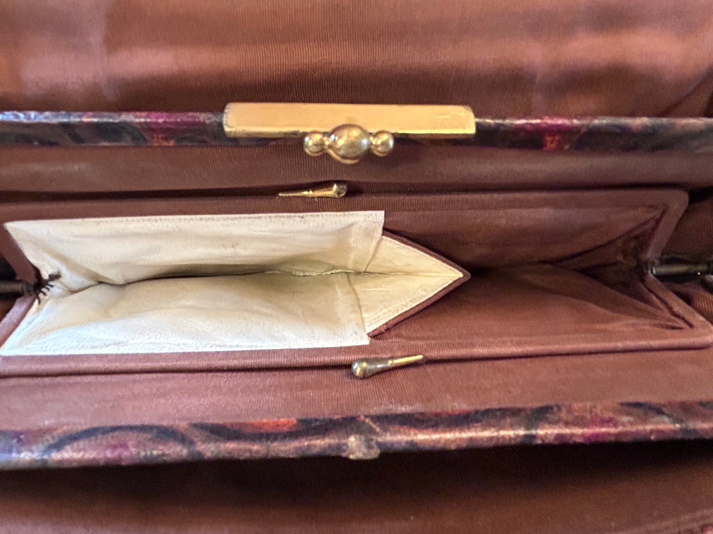 Vintage Southwestern Hand-Tooled Leather Paisley Envelope Clutch